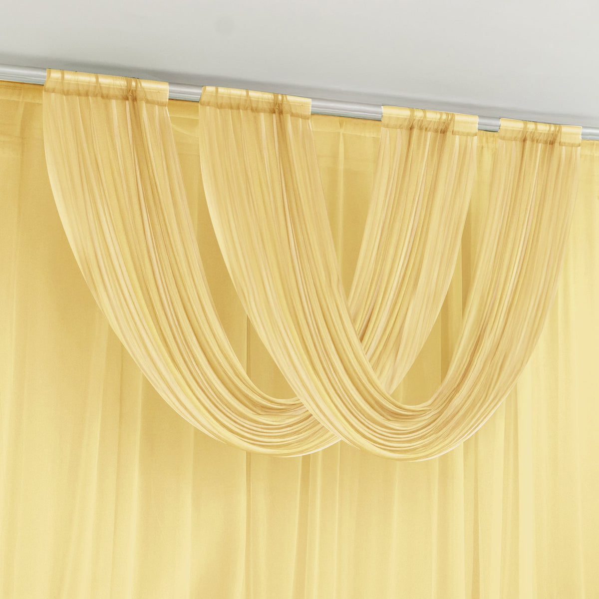 Champagne Sheer Chiffon Valance Curtain 4ft x 5ft –  Wedding Arch Drape with Rod Pocket, Voile Backdrop Panel