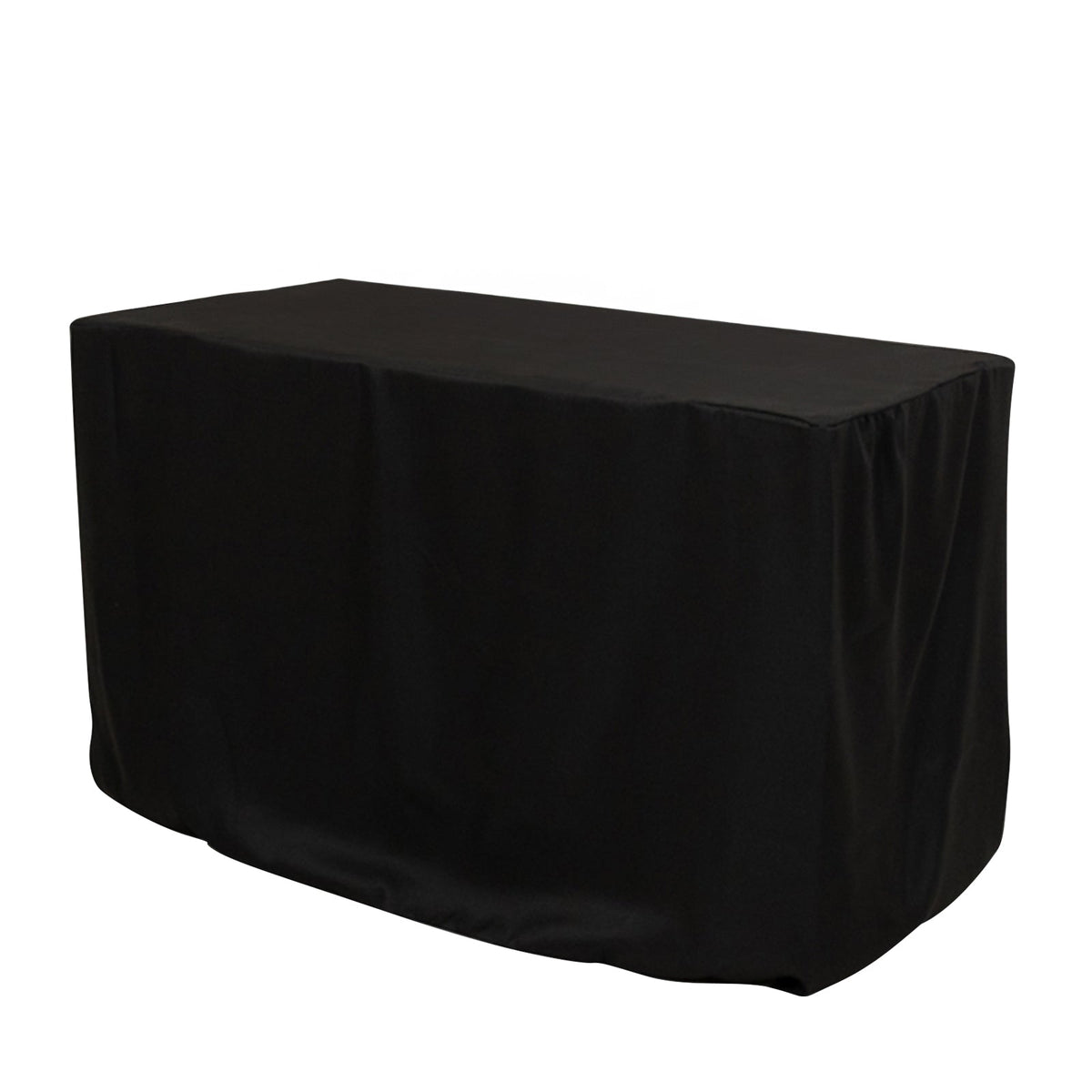 Fitted Polyester 48"x24"x30" Rectangle Tablecloth Black - Durable and Sleek for Events