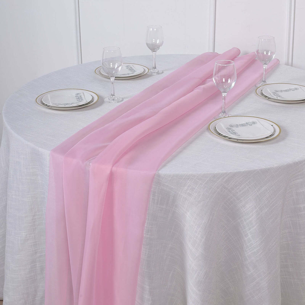 Chiffon 6ft Table Runner Pink - Flowy & Lightweight Table Decor