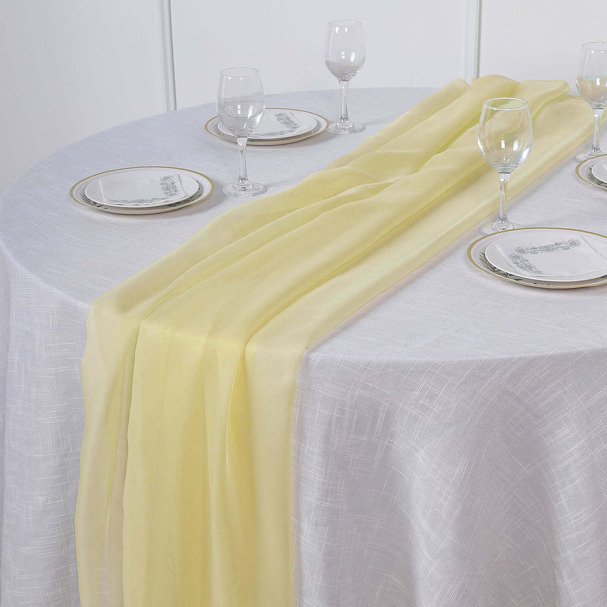 Chiffon 6ft Table Runner Yellow - Flowy & Lightweight Table Decor